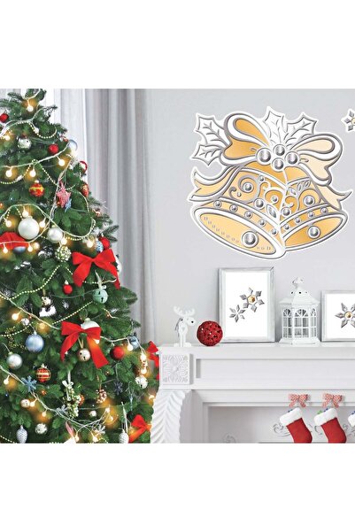 OEM Autocolante Decorative de Craciun Clopote Sampanii & Fulgi Argintii 18x18...