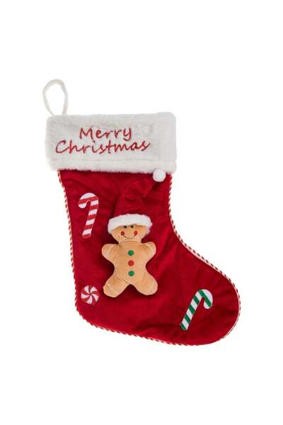 OEM Cizmulita Decorativa de Craciun Rosie cu Figurina Om de Turta Dulce Candy...