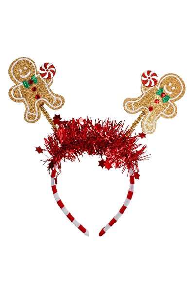 OEM Coronita Par cu Figurine de Om de Turta Dulce Glitter Auriu & Beteala Rosie