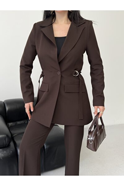MYGİYİMİSTANBUL A Stylish Set Consisting of a Jacket with a Waist Belt Detail...