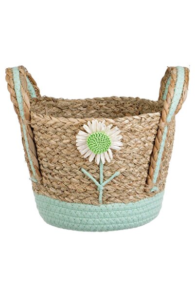 OEM Organizer Basket Decorated with Daisy & Mint Green Details Ø20x15cm
