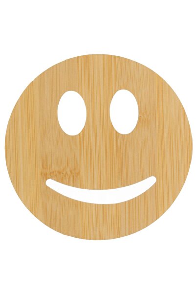 OEM Natural Color Wooden Drink Holder with Emoji Pattern Ø10cm