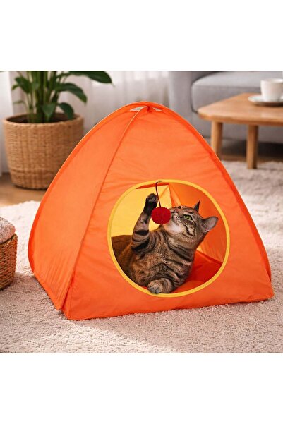 OEM Cat Toy Orange Tent with Toy 45x45x48cm