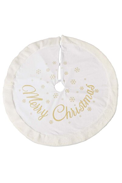 OEM Covoras Fusta Brad de Craciun Alba Catifelata cu Fulgi din Folie Sampanie...