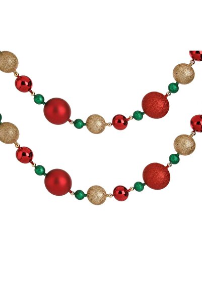 OEM Ghirlanda Decorativa de Craciun cu Globuri Verzi Rosii Sampanii (7cm) - 2...
