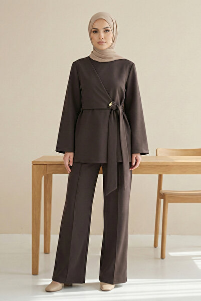 Kirazgym Γυναικείο υφασμάτινο σετ Scuba με σχέδιο χιαστί μπροστά και λεπτομέρ...