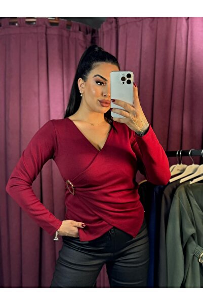 inci bayan giyim Gold Buckle Detail Double-Breasted Body Suit