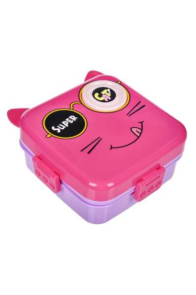 OEM Caserola din Plastic cu 5 Compartimente Lingura & Recipient Sos Model Pisica