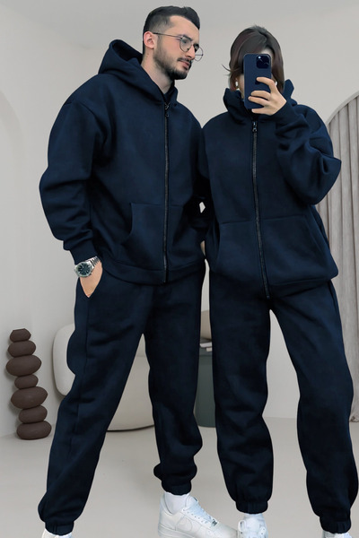 YAKAMEL Çiftlere Özel Basic Oversize Kapşonlu Eşofman Takımı