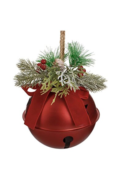 OEM Διακοσμητική Χριστουγεννιάτικη Καμπάνα Ø14cm με Κλαδί Μούρα