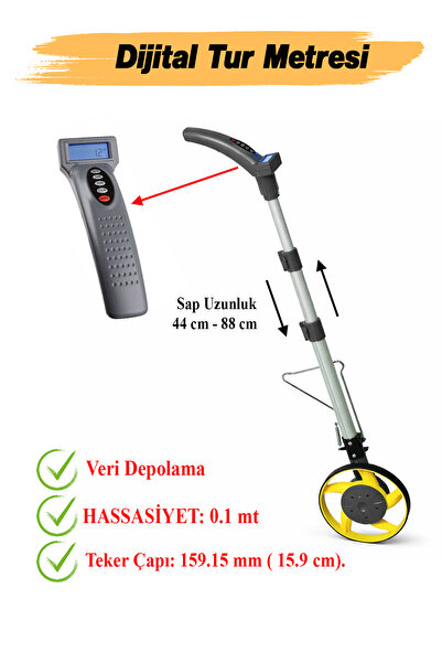 Badem10 Hassasiyet 0.1 Metre Dijital Yol Tur Metresi Sayaçlı Ölçüm Metre 44 -...