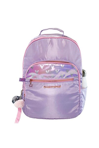 OEM Ghiozdan Lila Holografic cu Model Inimi Vinieta Metalica Miss Coconut