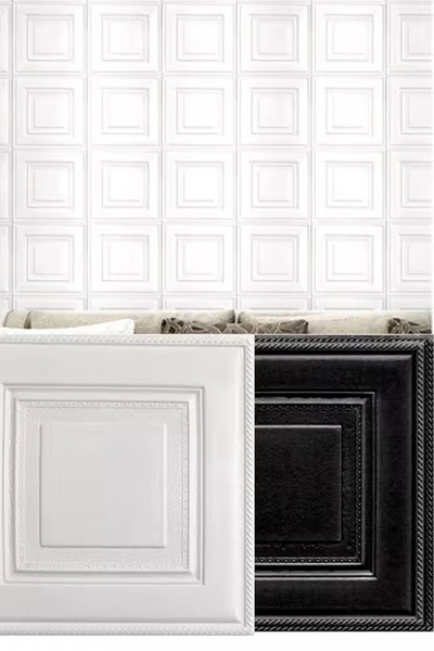 Bien Home 70x70cm Kare 3d Dekoratif Beyaz Yapışkanlı Köpük Duvar Kaplama Paneli-Tavan Kaplama