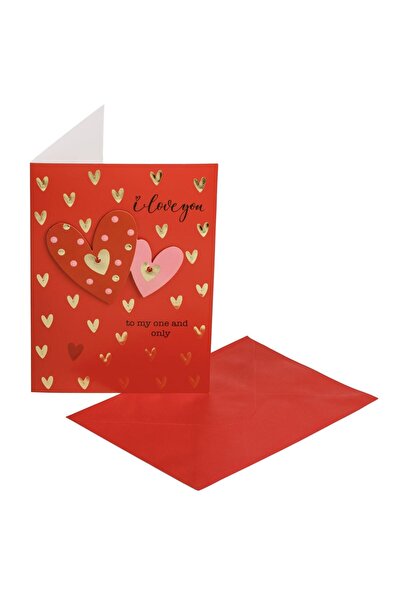 OEM Red Rose Greeting Card with 3D Hearts Pattern Gold Foil 13x19cm & Envelope