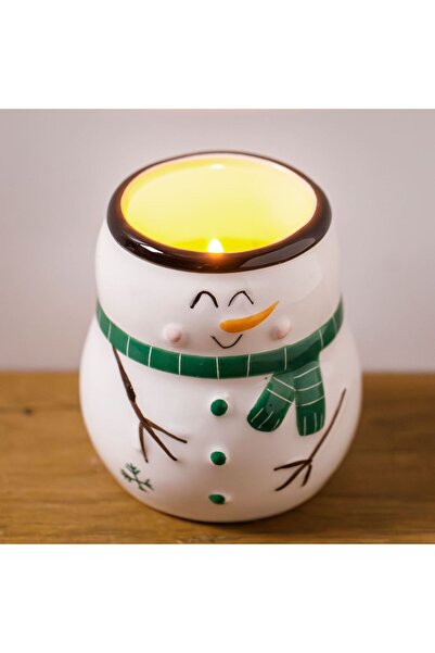 OEM Lumanare Parfumata Alba de Craciun in Suport Ceramic Om de Zapada Ø6.5x8cm
