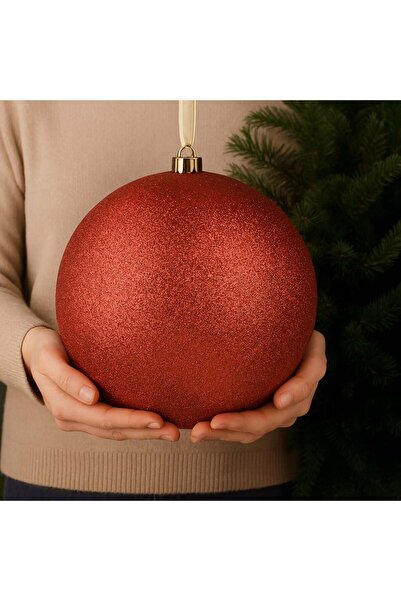 OEM Glob Decorativ de Craciun Rosu cu Glitter Ø20cm