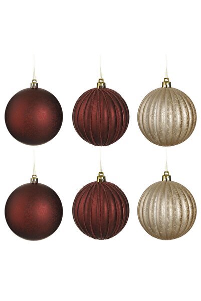 OEM Set Globuri de Craciun Bordo Sampanii Mate Mercury Ø10cm - 6buc