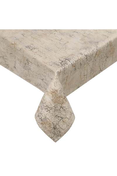 OEM Beige Christmas Decorative Tablecloth with Gold Foil Marble Pattern 180x1...