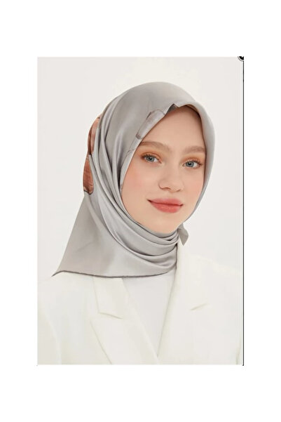 Armine Nostalji Tivil İpek Eşarp IST 8737-31 Gri Çiçek Desen