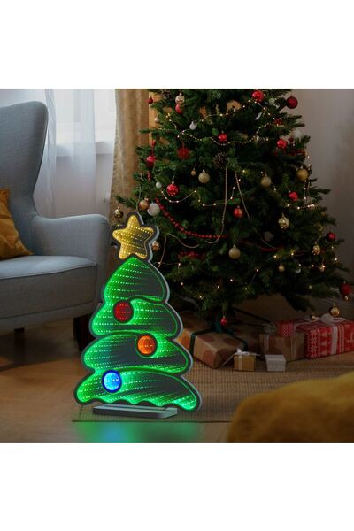 OEM Lampa Oglinda Decorativa de Craciun Brad cu Efect Infinit & LED 27x8x39cm