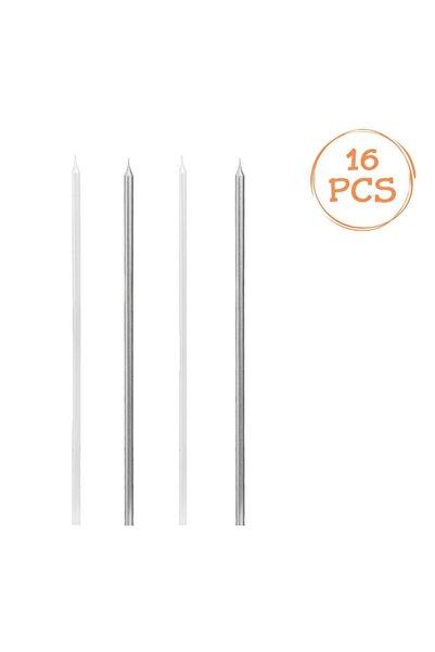 OEM Metallic Silver Birthday Candles 22cm - 16pcs