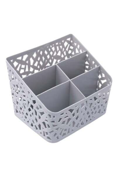 OEM Gray Plastic Pen Holder with 5 Compartments 18x15x13.5cm