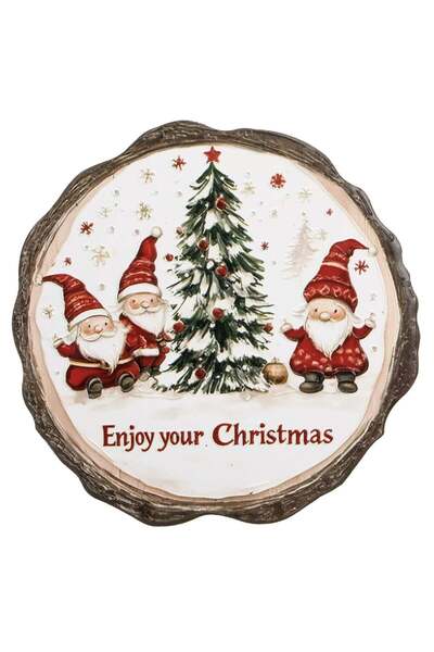 OEM Round Christmas Glass Holder with Gnome Figurines Ø10.8cm