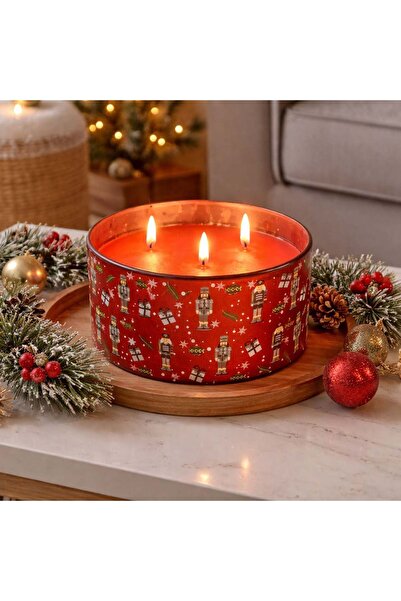 OEM Κόκκινο Χριστουγεννιάτικο Αρωματικό Κερί με Άρωμα Ψωμάκια Κανέλας σε Δοχε...