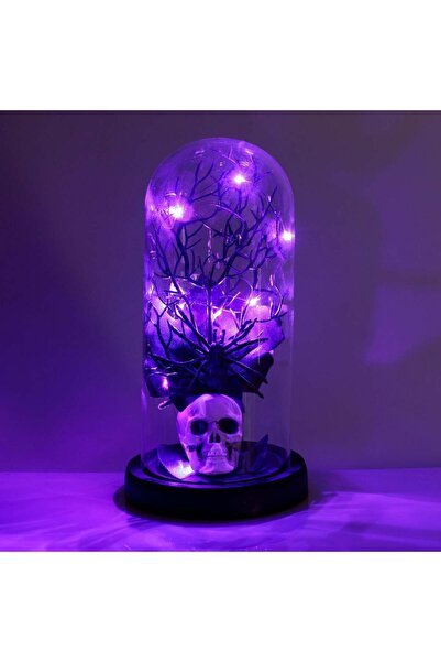 OEM Διακοσμητικός Θόλος για το Halloween με Νεκροκεφαλή Αράχνης & Μωβ LED Ø11...
