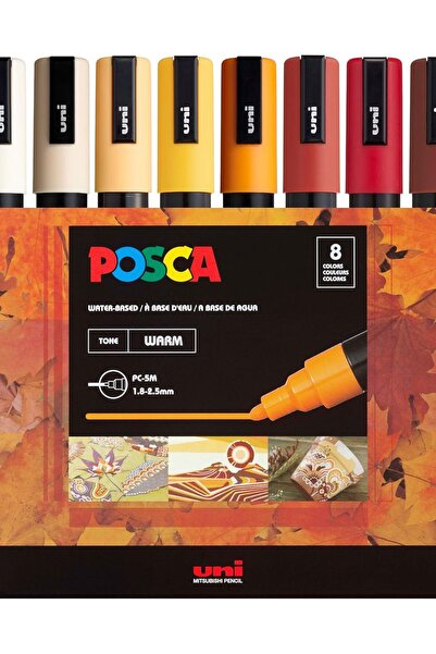 Innovium Σετ μαρκαδόρων Innovium™ Posca 5M, 8 θερμά χρώματα, μεσαία μύτη 1,8–...