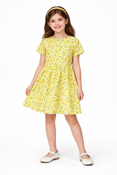 Generic Girls Soft Cotton Floral Printed Frock Dress | Short Sleeve Casual Su...