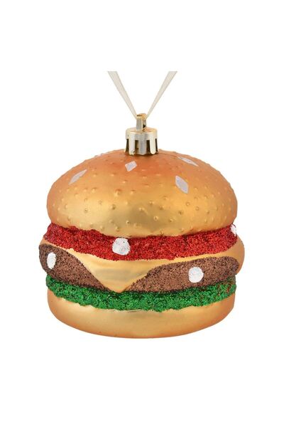 OEM Ornament Brad de Craciun 3D in Forma de Burger cu Glitter Colorat 7,5cm