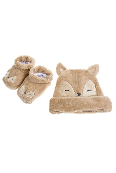 OEM Newborn Set Hat with Socks Beige Fox Pattern