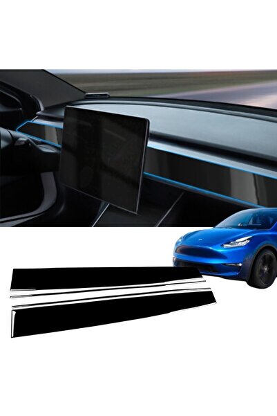 TESLA Model Y - Model 3 Ön Göğüs Dekoratif Parlak Siyah Kaplama - 2 Adet