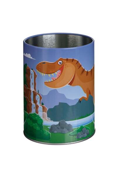 OEM Μπλε μεταλλική θήκη για στυλό με σχέδιο δεινόσαυρου Ø8x10cm