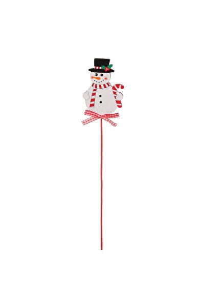 OEM Decoratiune de Craciun din Lemn Om de Zapada pe Bat & Funda cu Carouri 30cm