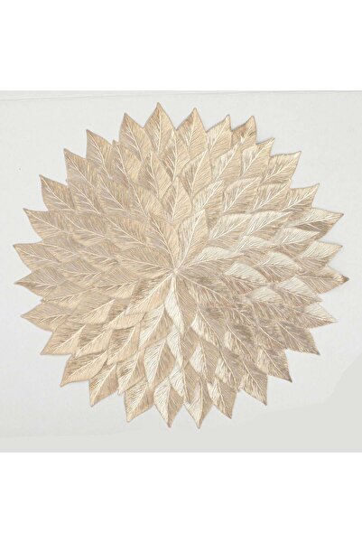 OEM Champagne Round Christmas Plate Holder with Embossed Leaf Pattern Ø36cm