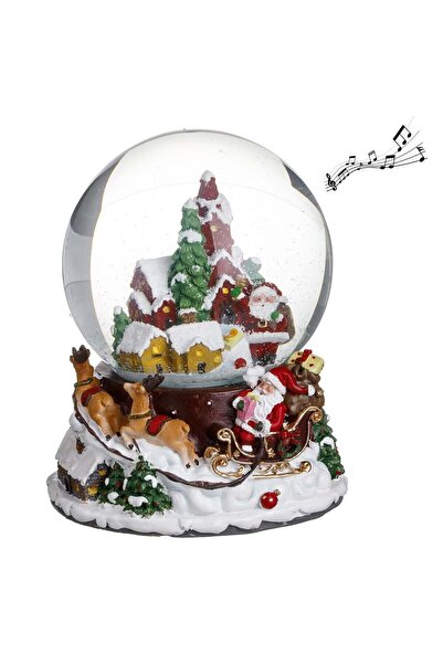 OEM Glob de Zapada Muzical de Craciun Casa de Turta Dulce cu LED Ø13x17cm