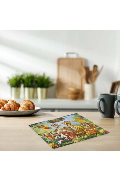 OEM Servetele de Masa cu 2 Straturi Model Animale din Jungla "Happy Birthday" 33x33cm - 12buc