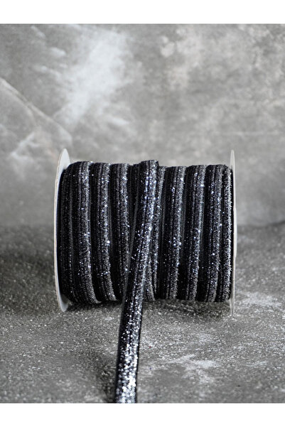 ARN Βελούδινη διακοσμητική κορδέλα 1 εκ. 3 μέτρα (Μαύρο-Ασημί) - Κορδέλα με γ...