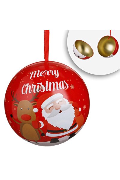 OEM Cutie Metalica de Craciun Glob Mos Craciun cu Ren Ø9,5cm