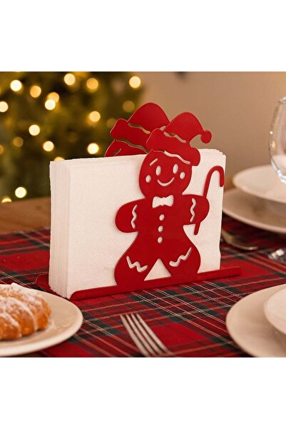 OEM Christmas Napkin Holder with Gingerbread Man Pattern Red 14.5x5x12cm