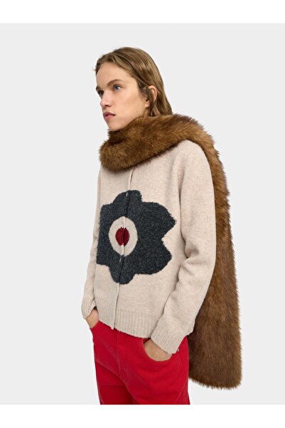 PARFOIS Çiçek Desenli Desenli Örme Hırka