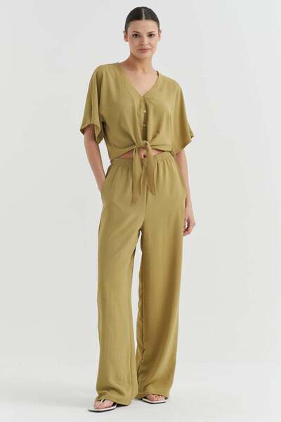 PAULMARK Women's Elastic Waist Soft Textured Pants