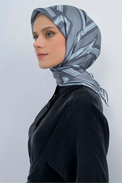 Armine Eșarfă din mătase pură Tivil 9547 - 05 Gri deschis, verde moale, model...