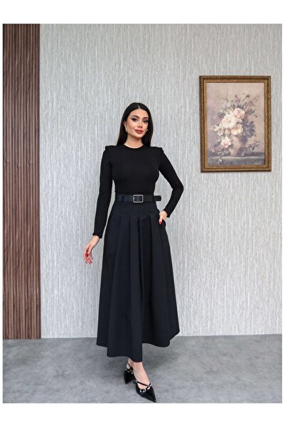 ESRAHELVACI Belted Flared Skirt Dress