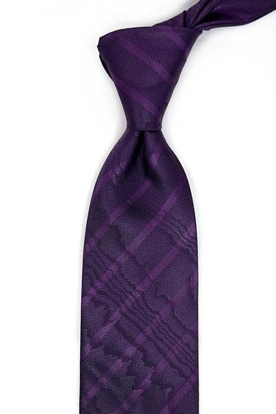 Kravatkolik Quadrilatero Style Purple Line Pattern Italian Silk Tie İk2250