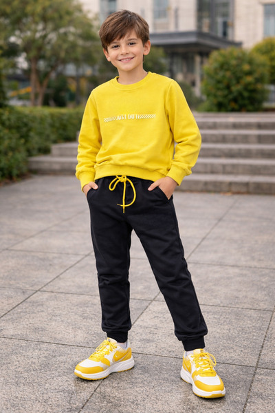 Uğur bebe Set de trening confortabil pentru băieți, galben și negru, Premium ...