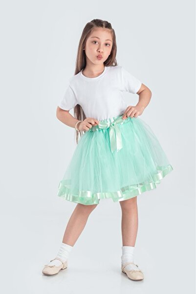 s.t. sebat tekstil Girl's Ribbon Tulle Skirt Sb728