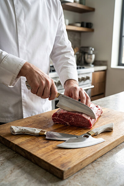 Masterchef 3’lü Beyaz Saplı Profesyonel Mutfak Bıçak Seti – Paslanmaz Çelik, ...